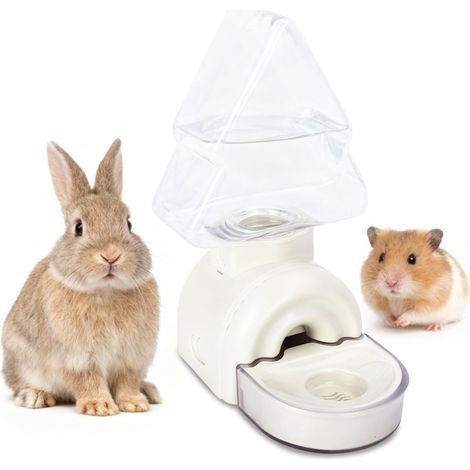 Distributeur Eau Lapin 520ml - Abreuvoir Automatique avec Biberon Anti-Fuite, Installation Suspendue ou sur Pied, Design Flottant - Blanc (1/5)