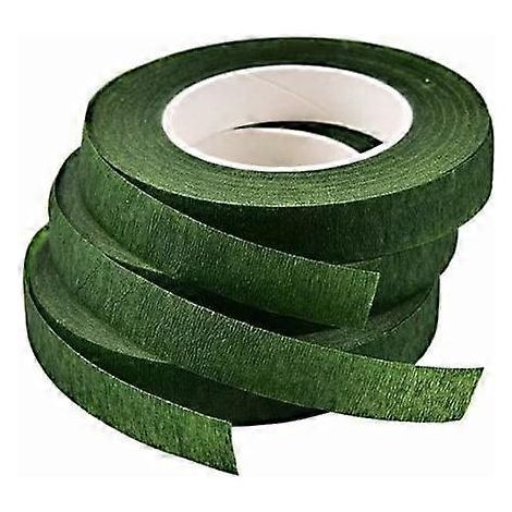 Ruban adhésif spécial fleuriste pour l'emballage des tiges de fleurs, 3 rouleaux, vert foncé, 27,4 m/rouleau