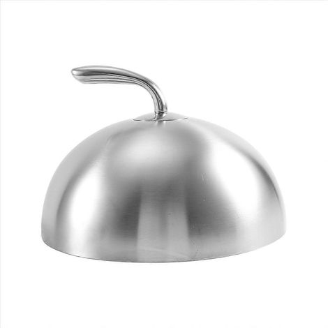 Couvercle de plat teppanyaki 24cm en acier inoxydable, cloche de protection pour steak, dôme de service domestique, 1 pièce. (1/5)