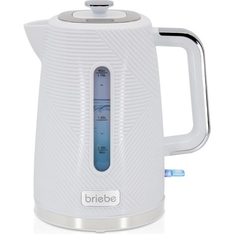 Briebe KT1168WHT Elegance Bouilloire Électrique 1,7L Sans Fil Ébullition Rapide Sans BPA Base 360 2200W Blanc