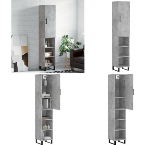 Highboard Betongrau 34,5x34x180 cm Holzwerkstoff - Holzwerkstoff - Betonfarbe (1/5)