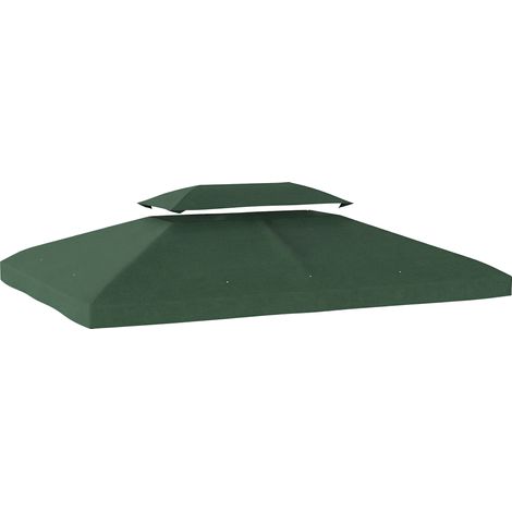 Outsunny techo de repuesto para cenador 4x3 m con techo doble, orificios de drenaje y protección UV, solo toldo de recambio para pabellón, verde