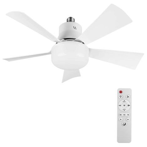 Deckenventilator mit Licht und Fernbedienung, dimmbare LED-Lüfterleuchte (E27/E26), Timer, 5 Flügel, leise, 3 Geschwindigkeitsstufen, für Schlafzimmer, Wohnzimmer, Studentenwohnheim, Küche, Büro (40 c (1/5)