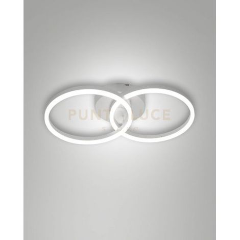 GIOTTO APPLIQUE BIANCA D.30+D.30cm 2 LUCI A LED 3000K - 36W - 3780 lm DIMMERABILE C/ACCES. SMART