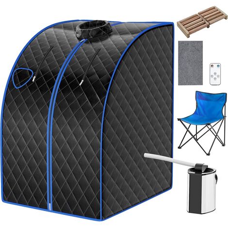 COSTWAY 3L Mini Dampfsauna mit Zerstäubungsfunktion, Fernbedienung, einstellbarer Timer & Temperatur, Sitzsauna inkl. Zubehör, 78 x 87 x 101 cm Schwarz