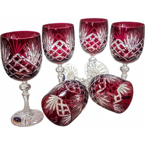 Copas de vino de cristal rubí de 240 ml con diseño de piña. (1/5)