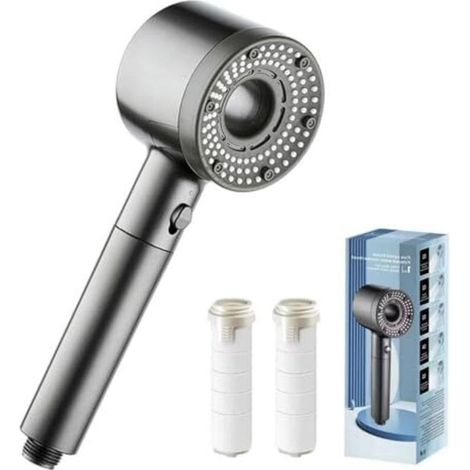 Pommeau de douche, pommeau de douche à économie d'eau, douchette à main 5 types de jets pommeau de douche haute pression avec filtre, pommeau de douche à économie d'eau avec fonction d'arrêt, pommeau (1/5)