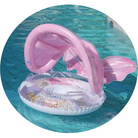 Galleggiante gonfiabile per piscina per bambini - Con tettuccio parasole e sedile - Maniglie e schienale - Adatto dai 3 anni (1/5)