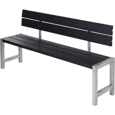 Plus Plankenbank 176 x 38 x 81 cm schwarz mit Rückenlehne Gartenbänke (1/3)