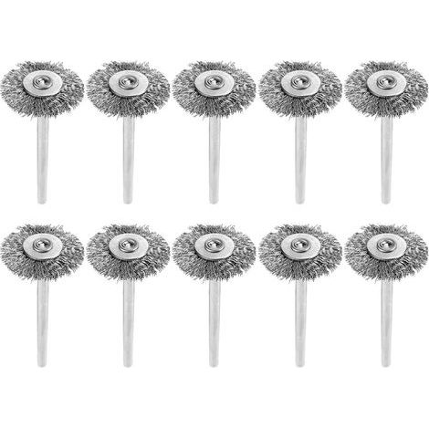 Lot 10 mini brosses rotatives – fil acier inoxydable – nettoyage / polissage – auto / navale / construction / électronique (1/5)
