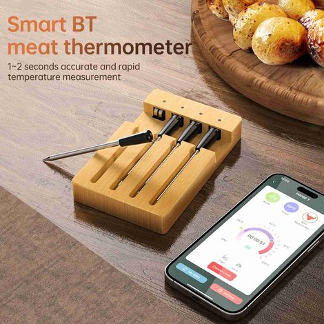 Thermomètre Bluetooth pour Barbecue 0-100 °C IPX7, sonde intelligente sans fil résistante à l'eau, viande pour la cuisine (1/5)