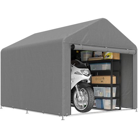 Outsunny carpa de jardín exterior para herramientas, bicicletas, 2,4x2x2 m con marco de metal galvanizado, puerta con cremallera, impermeable, uv30+