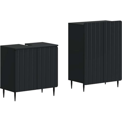2 Piece Bathroom Cabinet Set ZWOLLE Black Engineered Wood vidaXL (1/5)