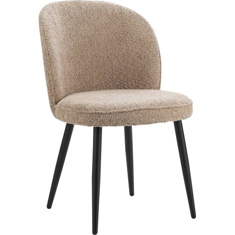 Chaise design tissu alpaga vison pieds noirs élégance moderne - Vison tissu effet alpaga (1/5)