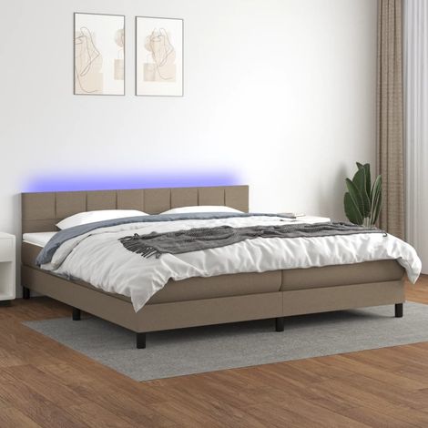 Sommier tapissier et matelas et LED Sommier pour Adulte et Enfant Lit adulte Taupe 200x200 cm Tissu XRKJY9686801 (1/5)