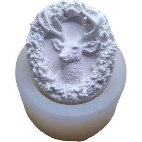 Silikonformen in Form eines Weihnachtskranzes mit Hirschmotiv, Kerzenform, handgefertigte Ornamente (1/5)