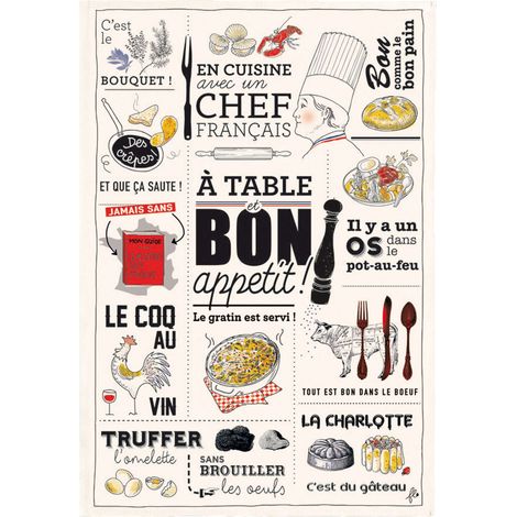 Lot 6 Torchons Cuisine Française Winkler Torchons Cuisine Absorbants Motifs Français - Winkler