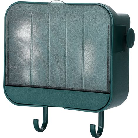 Jabonera mural autolimpiable, producto de marca, modelo higiénico, soporte para jabón con desagüe y tapa para baño PP, PS, 12,5 x 4,6 x 11 cm, Verde (1/5)