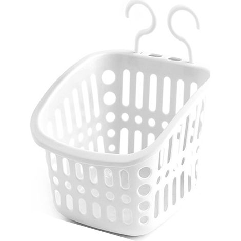 Panier de douche suspendu en plastique, panier de rangement modulable avec crochet pour salle de bain, accessoire de rangement pratique et fonctionnel (1/5)