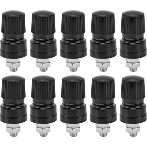 Borne de connexion M6 filetée en laiton nickelé, 10 pièces, plot de soudure pour câble, connecteur 0-380V, noir (1/5)