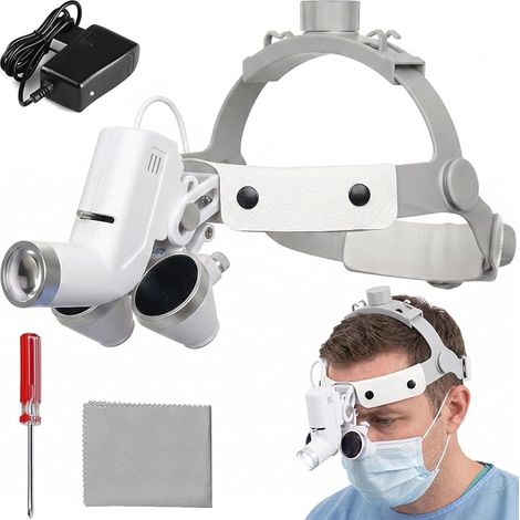 Dentist Magnifying Glasses with Light, 0.15" x 16.5" (420mm) Surgical Magnifier with 5W Adjustable LED Floodlight for Dentists, Surgeons, Jewelers and Model Making (1/5)
