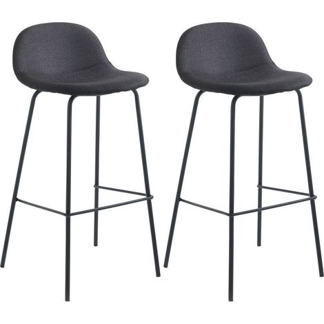 Set 2 Sgabelli 42x43x91,5 cm in Tessuto Nero (1/3)