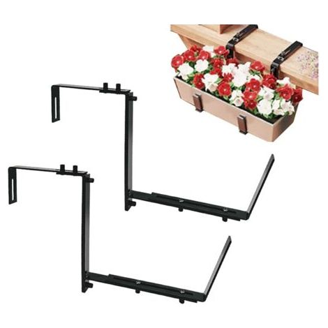 Lot de 2 supports de jardinière réglables pour jardinière de balcon - Support robuste pour terrasse, balustrade, pavillon, suspension de jardinière résistante aux intempéries