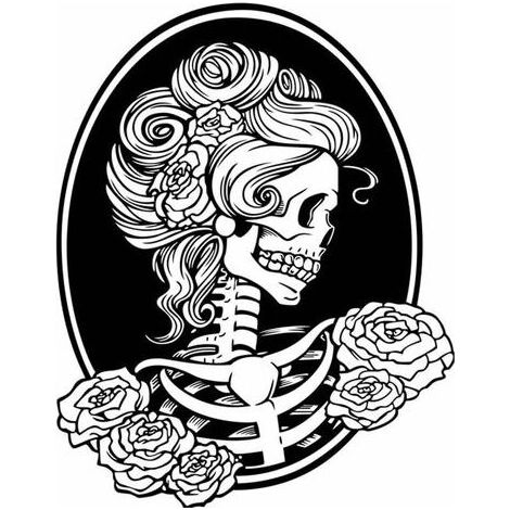 Stickers muraux auto-adhésifs tête de mort féminine, autocollants amovibles pour fenêtres, imperméables, décorations d'Halloween, papier peint, chambre, toilettes, intérieur et extérieur. (1/5)
