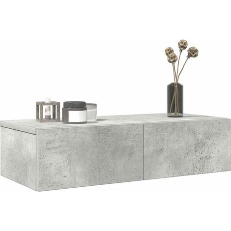 Wandregal mit Schubladen Betongrau 60x26,5x15cm Holzwerkstoff