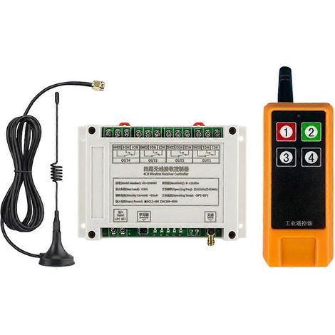Interrupteur à distance 4 canaux AC100-450V, relais haute puissance 433 MHz 30 A pour portes de garage, équipements agricoles et industriels (1/5)