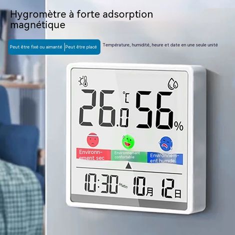 Nouveau Thermo-hygromètre à Écran Couleur, Grand Affichage Numérique Multifonction avec Indicateur Sourire, Thermomètre et Hygromètre Électronique pour Intérieur Maison