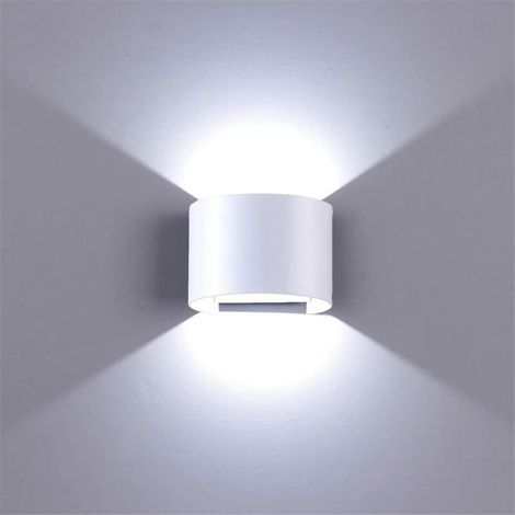 LED Applique Murale Extérieur - 6W 600LM Lampes Murales leds intérieures extérieures Blanche Lumière 6000K IP65 Luminaire éclairage de mur pour Salon Couloir Escalier Chambre Porche Hôtel [Classe éner (1/5)