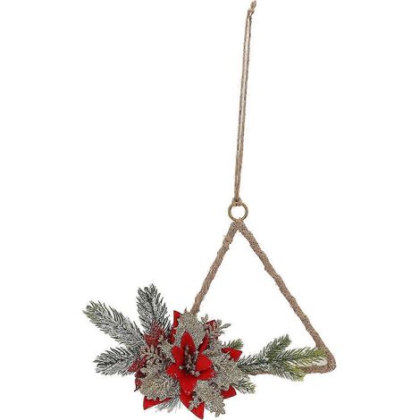 Couronne décorative de Noël à suspendre, faite main, unique, en pommes de pin, décoration murale pour anniversaire ou fêtes de fin d'année 6122 (1/5)