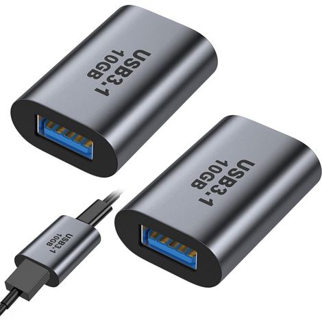 USB-C-Buchse auf USB-Buchse Adapter, 2er-Pack (10 Gbit/s), USB-A-Buchse auf USB-C-Buchse, Typ-C-Buchse auf Typ-A-Buchse Adapter, für Datensynchronisierung und Laden von Laptops/PCs (1/5)