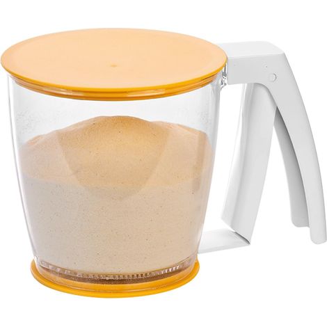 Manuelles Mehl- und Zuckersieb, mechanisches Sieb, Küchenutensil, manueller Mehlbecher