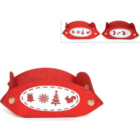 2x Cestino Portapane portatovaglioli tavola natalizio rosso decorazioni natale (1/4)