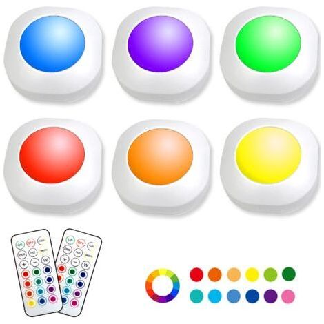 Wireless remote control cabinet light dimmable charging bedroom atmosphere press night light six lights two remote control (1/5)