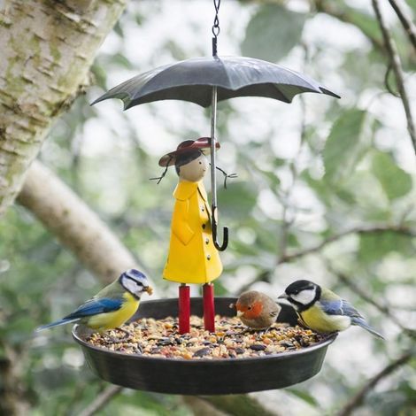 Innovative Vogelfutterhäuschen – Dekorative Futterhäuschen für kleine Vögel, geeignet als Erdnuss- oder Körnerfutterstelle, langlebiges hängendes Metallfutterhaus (1/5)