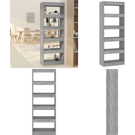 Bücherregal/Raumteiler Grau Sonoma 60x30x166 cm Holzwerkstoff - Buche Regal - Holzregal - Raumteiler - Sideboard - Grau Sonoma - Home & Living