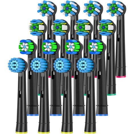 Têtes de brosse compatibles avec les brosses à dents électriques Braun Oral-B, têtes de brosse de rechange pour brosses à dents électriques Oral-B Vitality Pro Smart Genius Teen Kids Series (16 pièces (1/5)