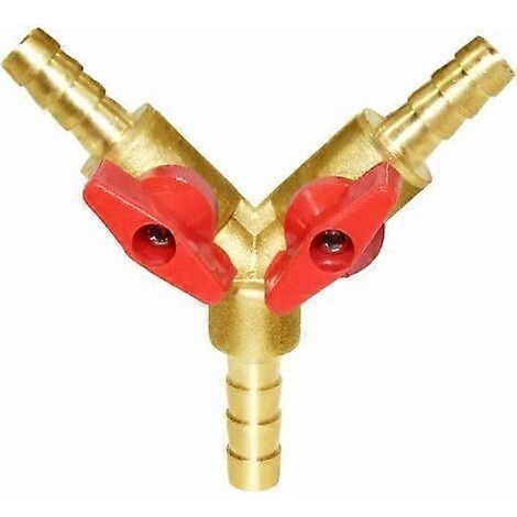 Raccord de vanne à bille d'arrêt en laiton, embout cannelé de 3/8" de diamètre intérieur, type Y, à 3 voies, en forme de Y. (1/5)