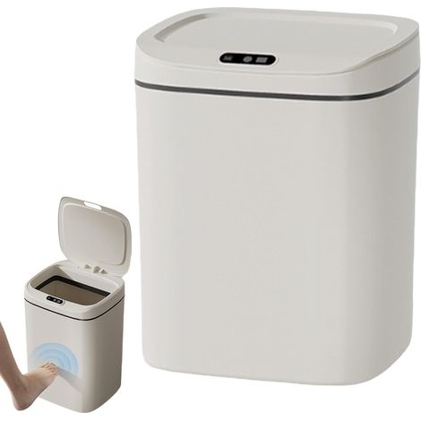Poubelle intelligente - Capteur automatique, électrique, sans contact, grande capacité, avec couvercle pour salle de bain, chambre et bureau (1/4)