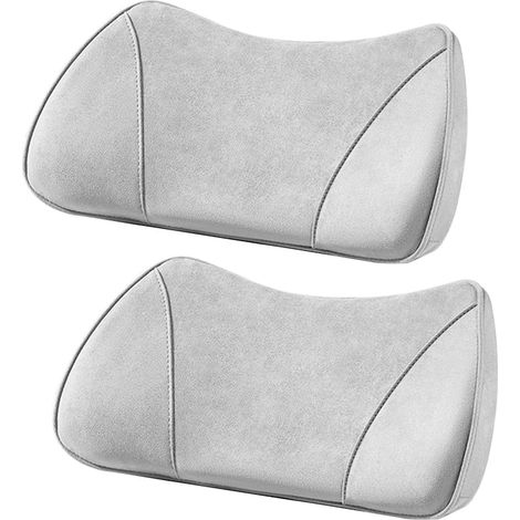 (Gris, lot de 2) Rehausseur de siège auto 2 en 1 universel pour conducteur, coussin lombaire en mousse à mémoire de forme, coussin inclinable en suédine, hauteur de siège réglable (1/5)