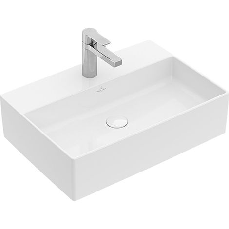 Villeroy & Boch Memento 2.0 - Lavabo da appoggio 60x42 cm, con troppopieno, foro per miscelatore, CeramicPlus, bianco alpino 4A0760R1
