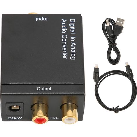 Convertisseur Audio Digital-Analogique Haute Fidélité avec Sorties RCA et Optique pour Système Home Cinéma