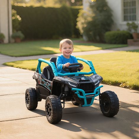 Lizenzierter Kawasaki Teryx KRX 1000 12V Elektro-Kinderwagen, Fernbedienung, Hinterradfederung, Blau