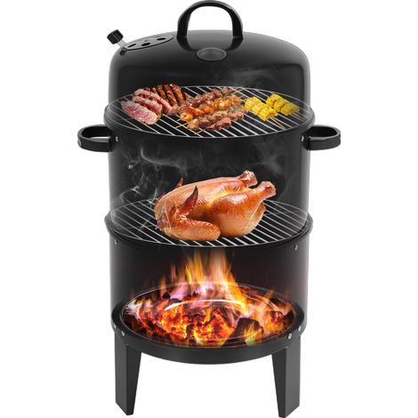 3-in-1-Grill mit Schmorfunktion, Räucherofen und Grillrost
