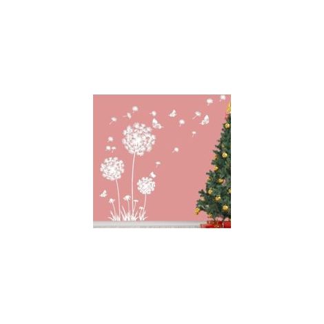 Pegatinas gigantes de diente de león para pared, flores voladoras, mariposas, Stick-Crezuo