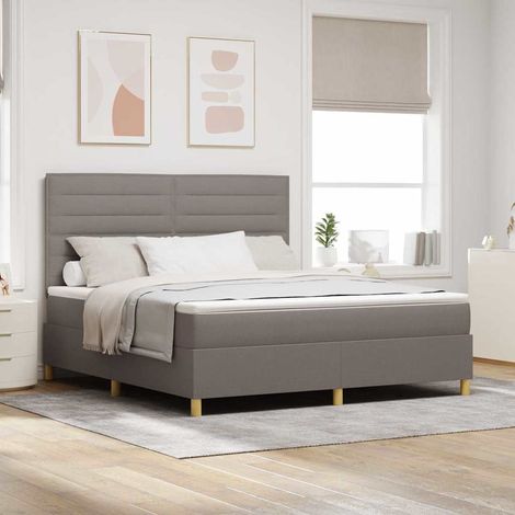 vidaXL Cama tipo Box Spring con cabecera Taupé 180 x 200 cm tela (1/5)