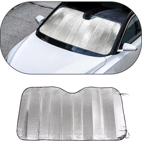 Pare-soleil pour voiture – 60 x 130 cm – Protection solaire et thermique résistante à la chaleur – Couverture antigel et pare-brise – Argent (1/5)